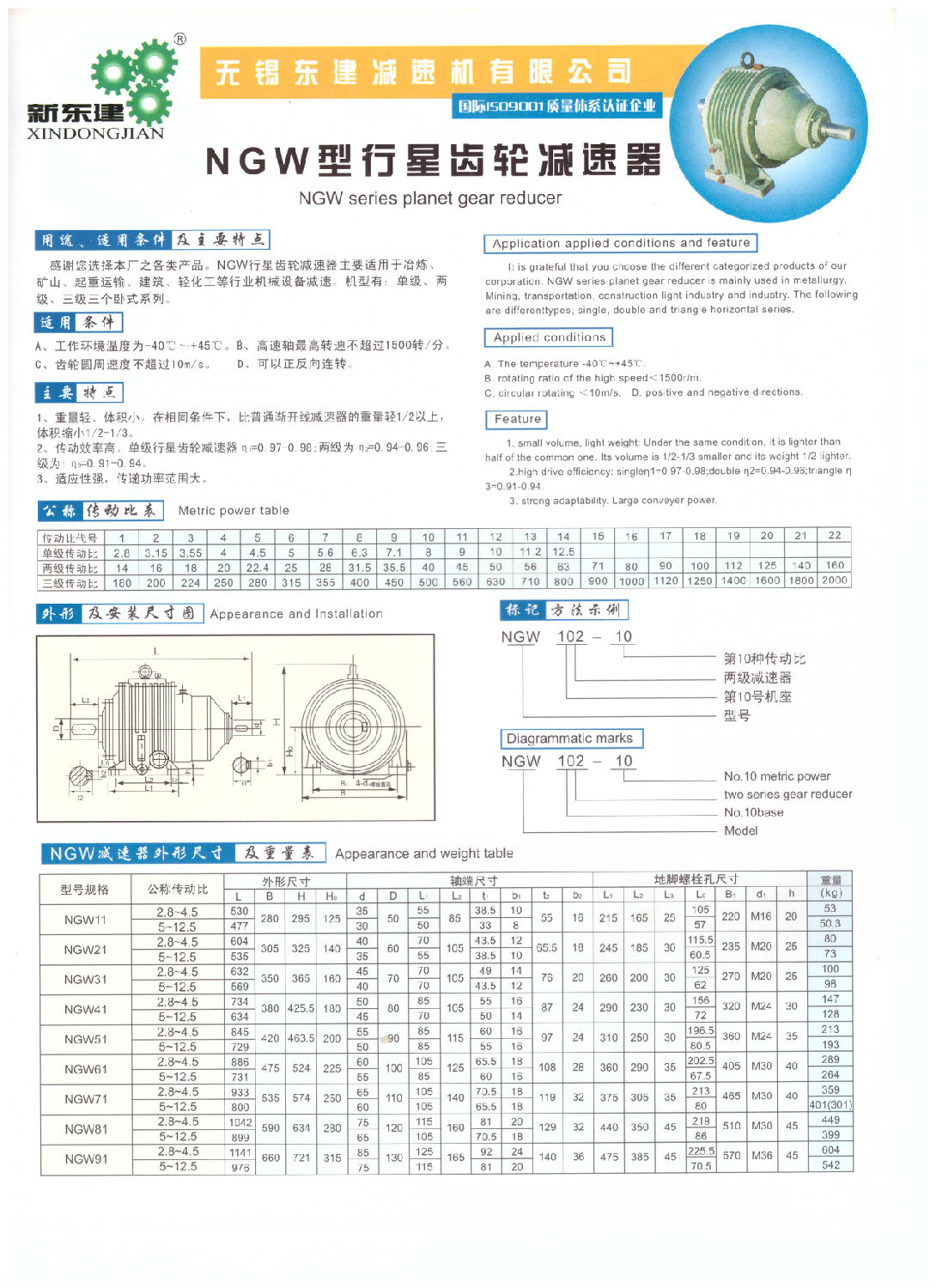 NGW行星齿轮减速器